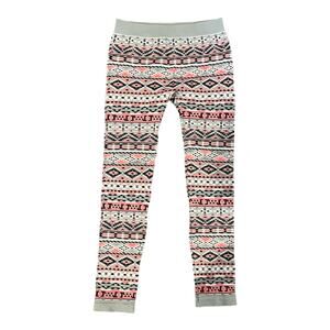 Faded Glory Girls Leggings L (12-16) Fair Isle Aztec Print Pink Gray Black